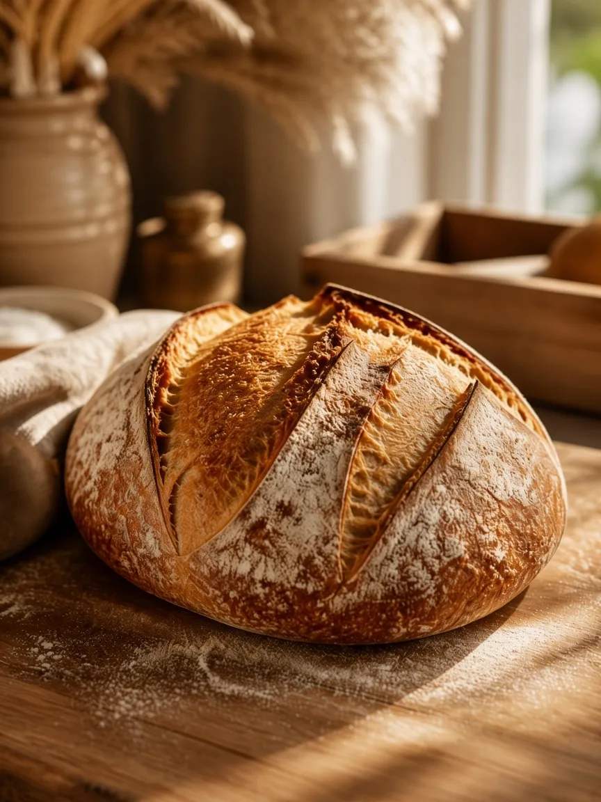 Pain au levain à la croûte dorée, cuit sur place à la Croix-Rousse