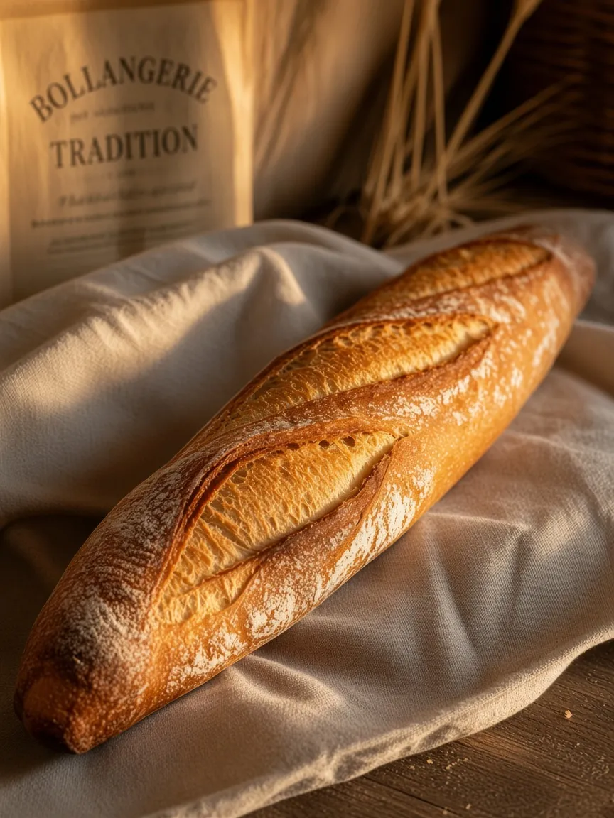Pain de tradition au levain à la croûte caramélisée, sorti du four le matin