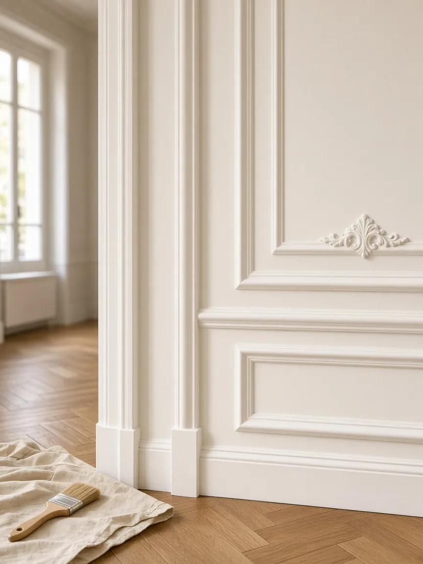 Coupe nette sur boiserie après peinture intérieure
